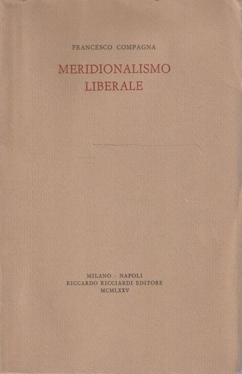 Meridionalismo liberale di Francesco Compagna - copertina