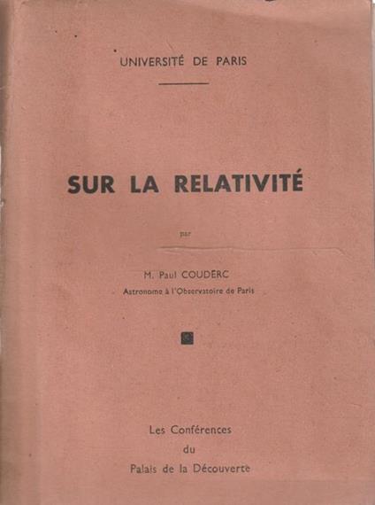 Sur la relativité par M. Paul Coudec - copertina