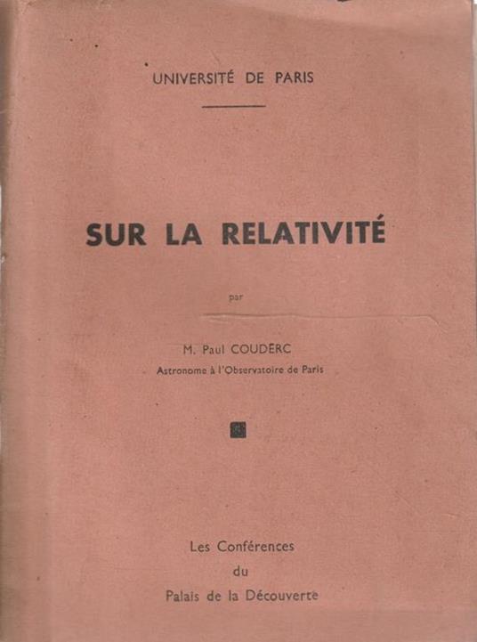 Sur la relativité par M. Paul Coudec - copertina
