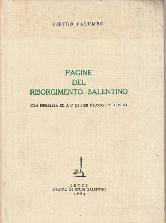 Pagine del Risorgimento Salentino - Pietro Palumbo - copertina