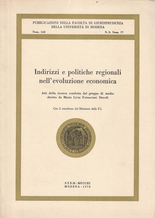 Indirizzi e politiche regionali nell'evoluzione economica - copertina
