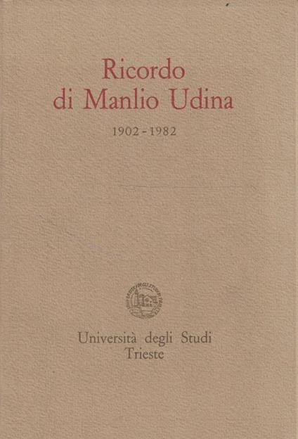 Ricordo di Manlio Udina 1902-1982 - copertina