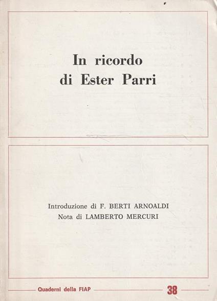 In ricordo di Ester Parri - copertina