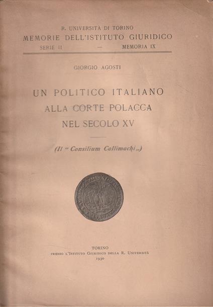 Un politico italiano alla corte polacca nel secolo XV - copertina