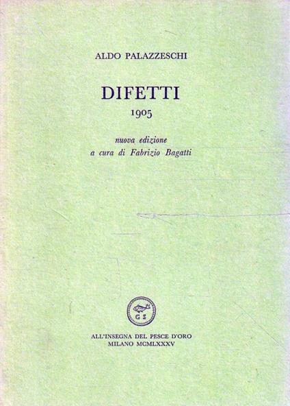 Difetti 1905 di Aldo Palazzeschi - copertina