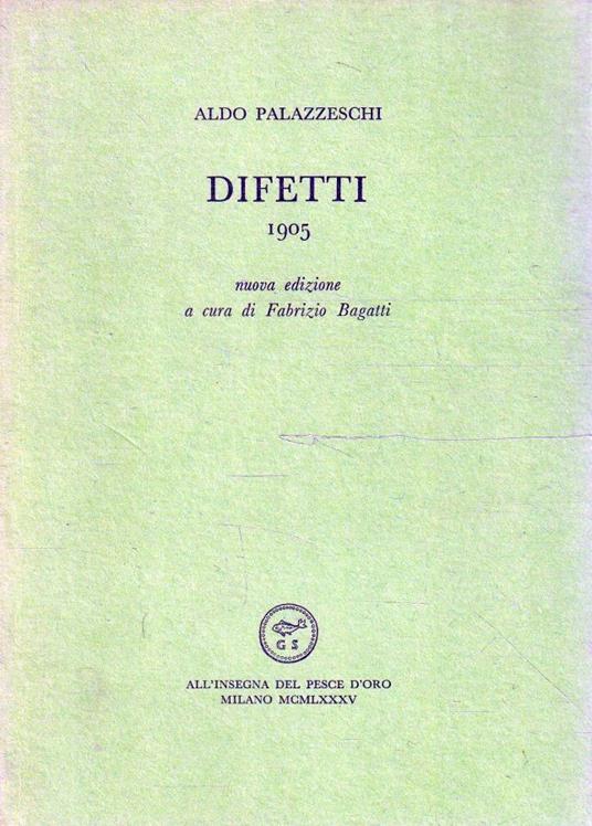 Difetti 1905 di Aldo Palazzeschi - copertina