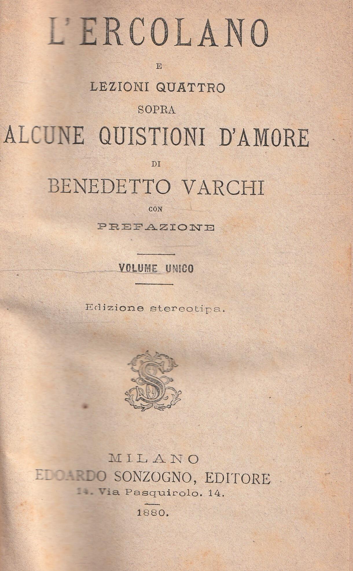 L' Ercolano e lezioni quattro sopra alcune quistioni d'amore