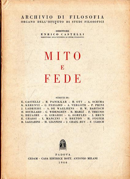 Mito e Fede - copertina