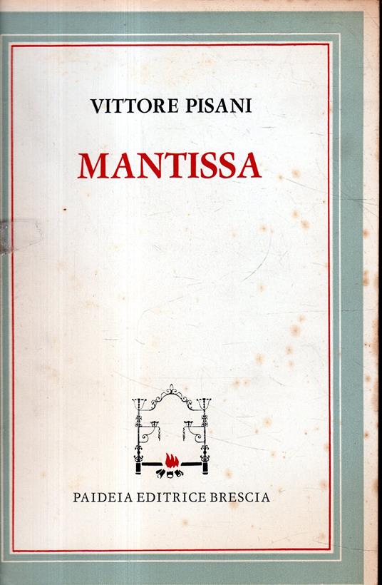 Mantissa - Vittore Pisani - copertina