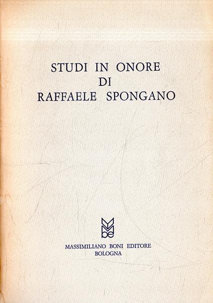 Studio in onore di Raffaele Spongaro - copertina