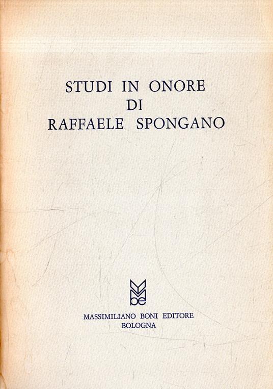 Studio in onore di Raffaele Spongaro - copertina