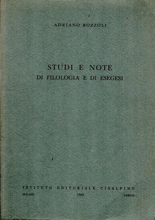 Studi e note di filologia e di esegesi - copertina