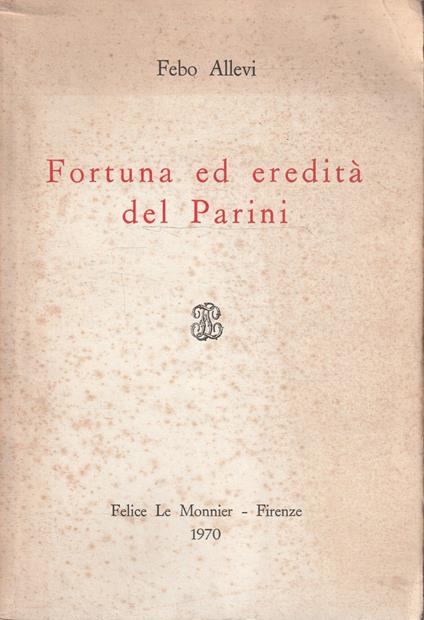 Fortuna ed eredità del Parini - copertina