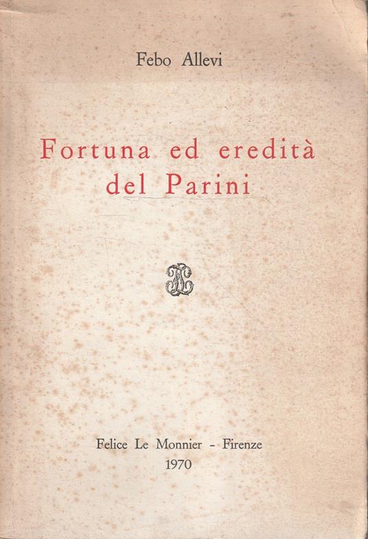 Fortuna ed eredità del Parini - copertina