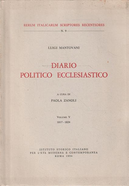 Diario politico ecclesiastico - D. Mantovani - copertina