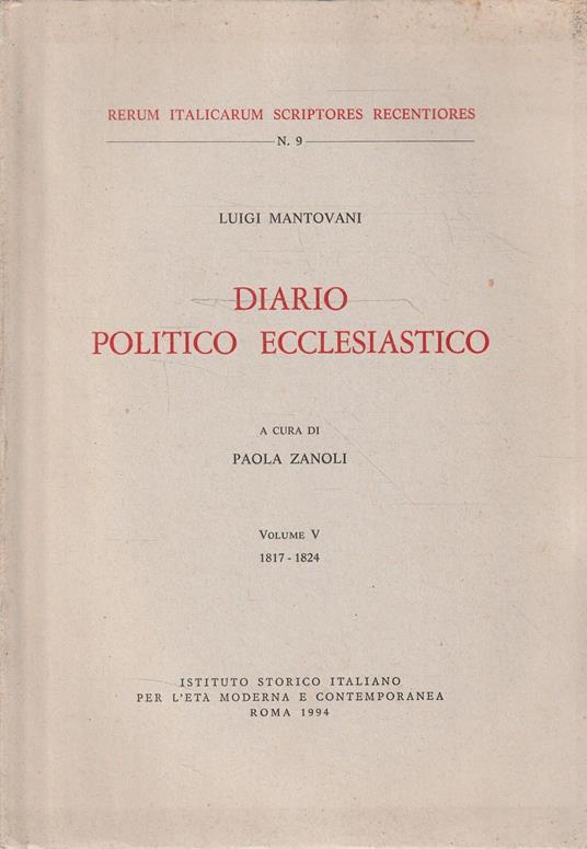 Diario politico ecclesiastico - D. Mantovani - copertina