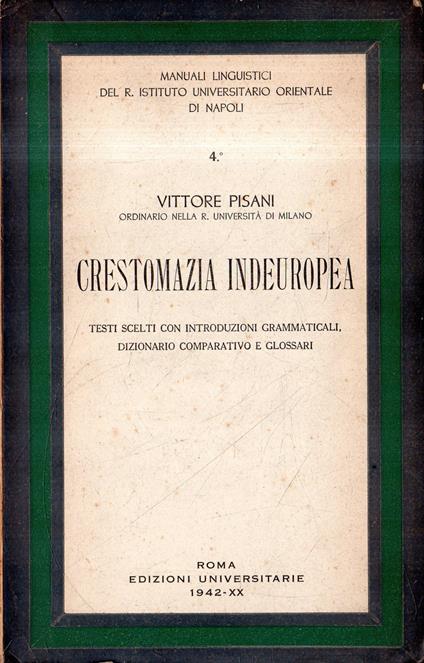 Crestomazia indoeuropea - Vittore Pisani - copertina