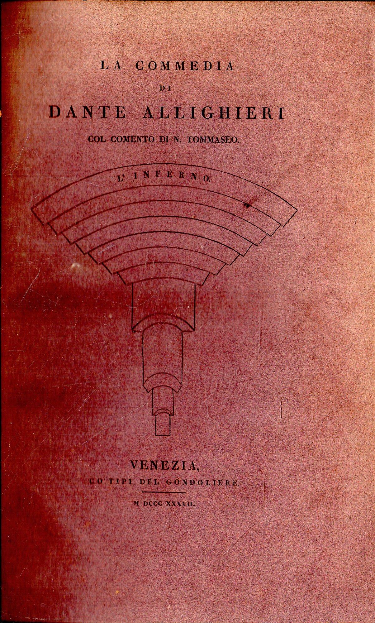 La Commedia di Dante Allighieri col comento di N. Tommaseo. 3 volumi: l'inferno il purgatorio il paradiso