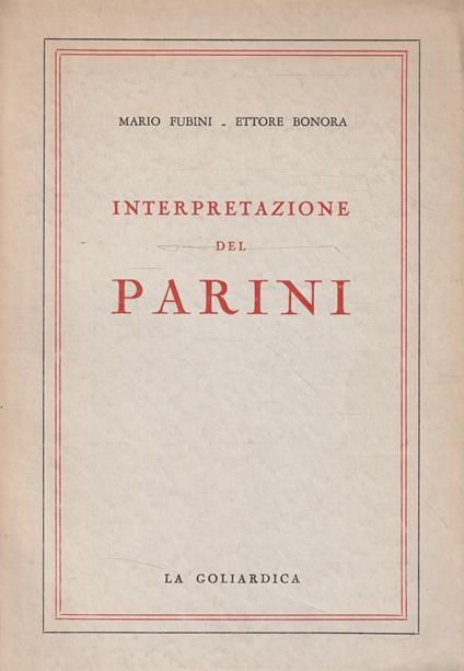 Interpretazione del Parini - Mario Fubini - copertina