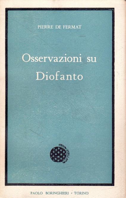 Ossercazioni su Diofanto - Pierre de Fermat - copertina