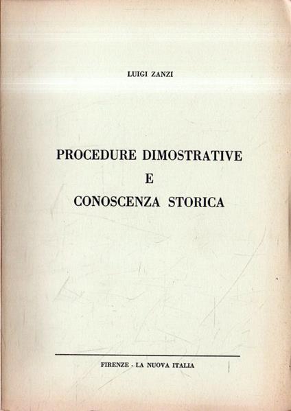 Procedure dimostrative e conoscenza storica - Luigi Zanzi - copertina