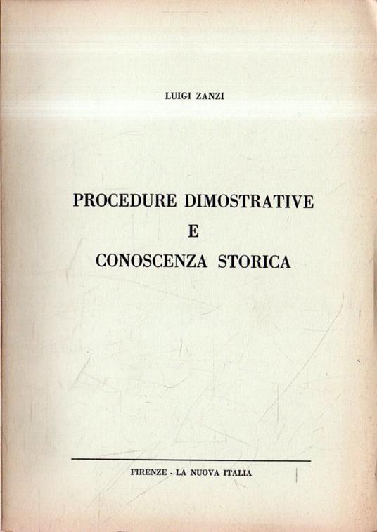 Procedure dimostrative e conoscenza storica - Luigi Zanzi - copertina