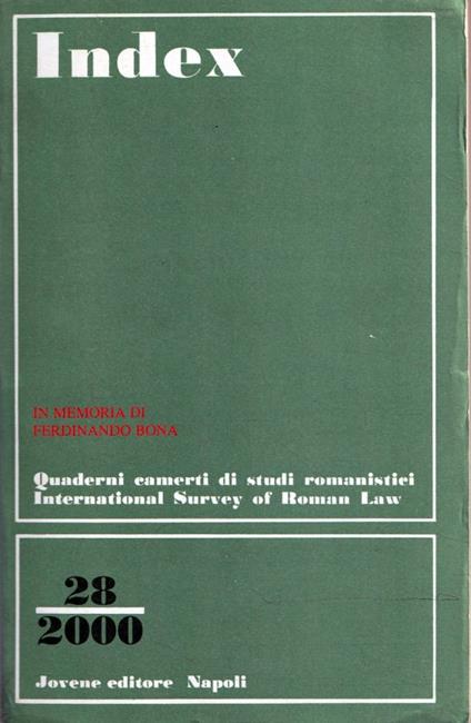 In memoria di Ferdinando Bona. Index n. 28/2000 - copertina