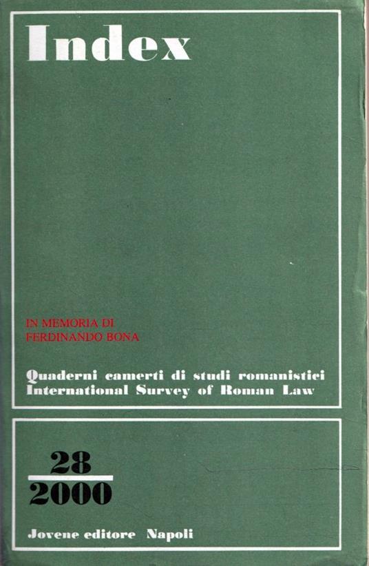 In memoria di Ferdinando Bona. Index n. 28/2000 - copertina