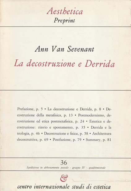 La descostruzione e Derrida - Ann Van Sevenant - copertina