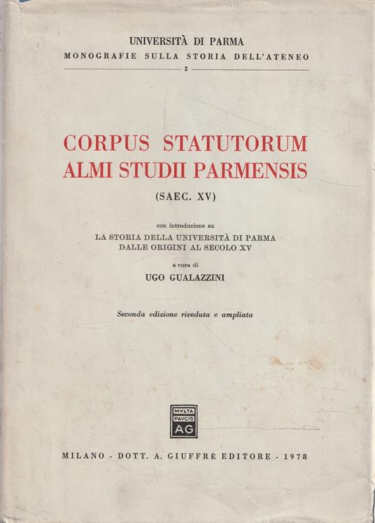 Corpus statutorum almi studii parmensis (Saec. XV) - copertina