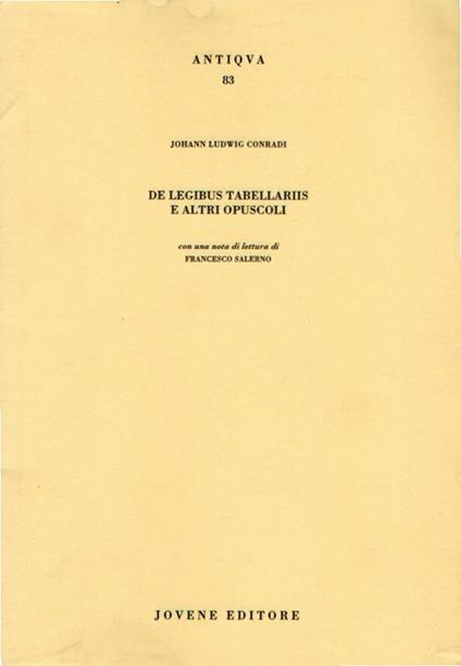 De legibus tabellariis e altri opuscoli - copertina