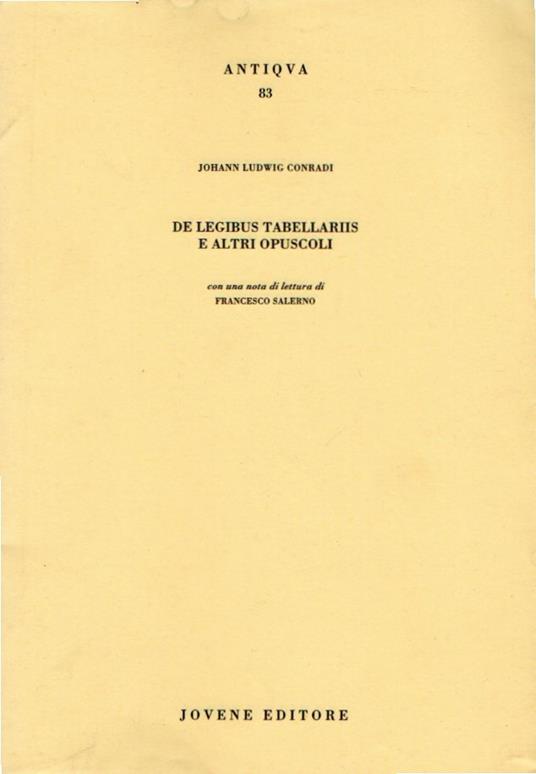 De legibus tabellariis e altri opuscoli - copertina