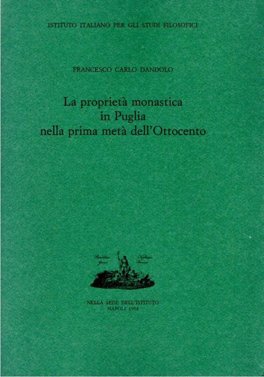 La proprietà monastica in Puglia nella prima metà dell'Ottocento - copertina