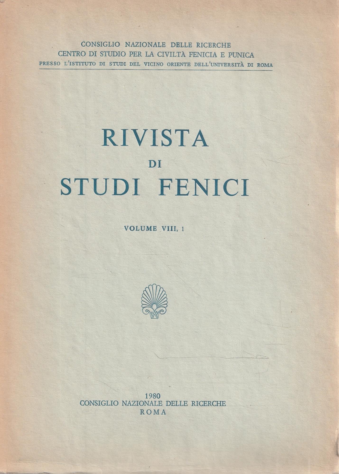 Rivista di studi fenici - Volume VIII, 1
