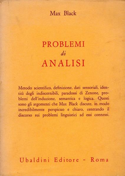 Problemi di analisi - Max Black - copertina
