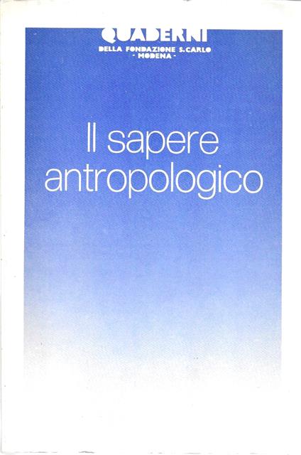 Il sapere antropologico - copertina