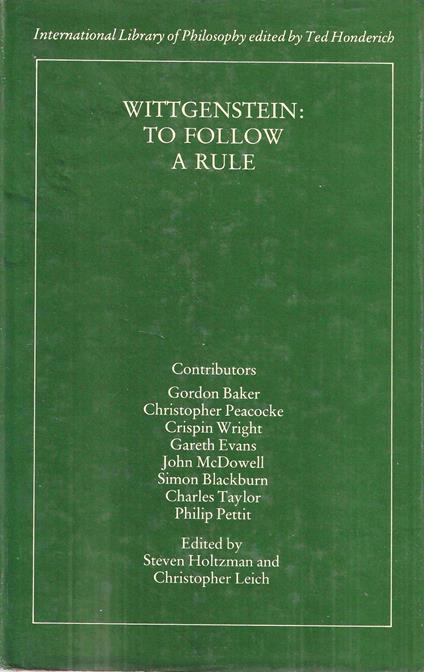 Wittgenstein: To Follow a Rule - copertina