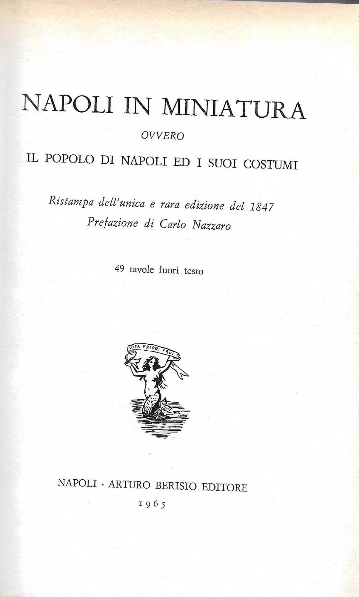 Napoli in miniatura ovvero il popolo di Napoli ed i suoi costumi