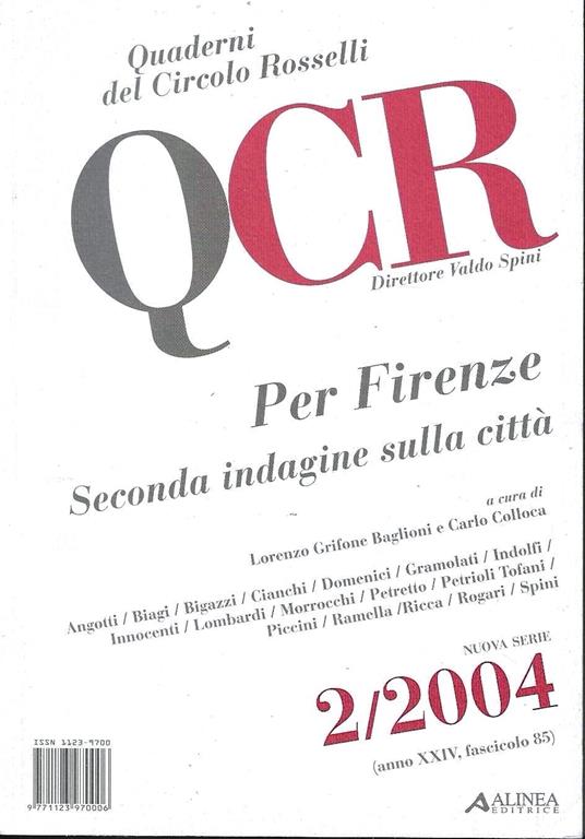 Per Firenze. Seconda indagine sulla città. QCR n. 2/2004 - copertina