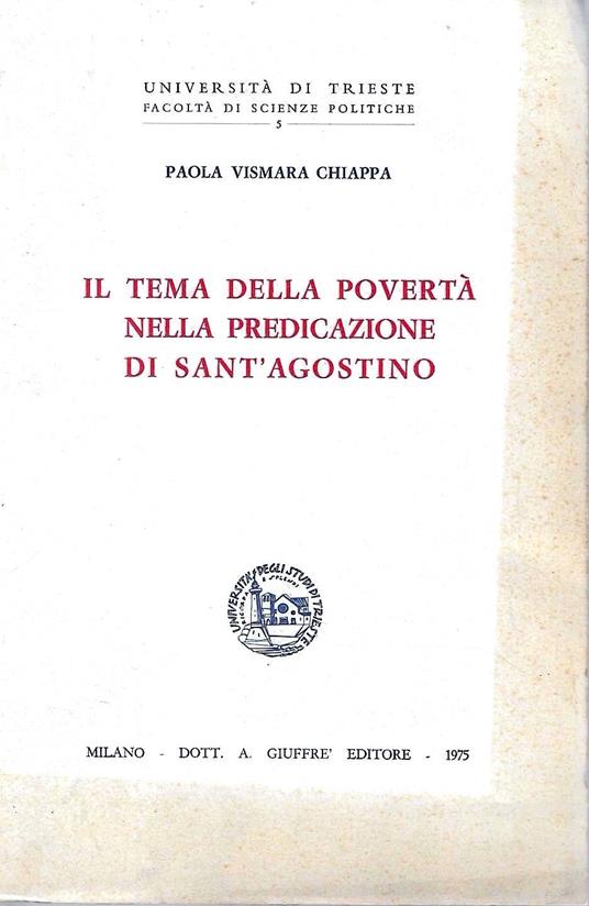 Il tema della povertà nella predicazione di Sant'Agostino - Paola Vismara Chiappa - copertina