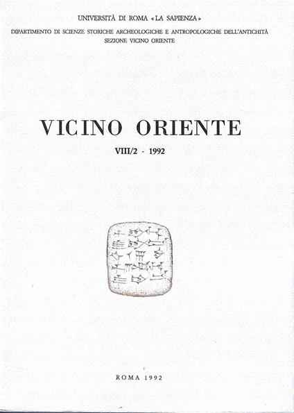 Vicino Oriente - VIII /2 - 1992 - copertina