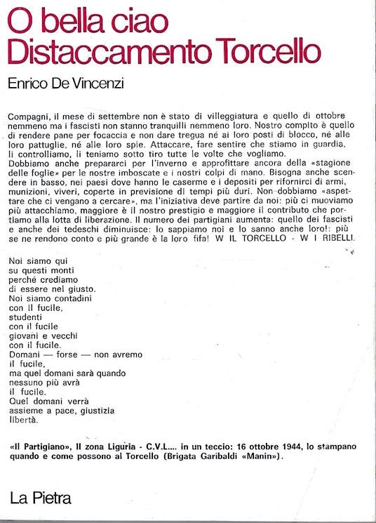 O bella ciao. Distaccamento Torcello - Enrico Vincenti - copertina