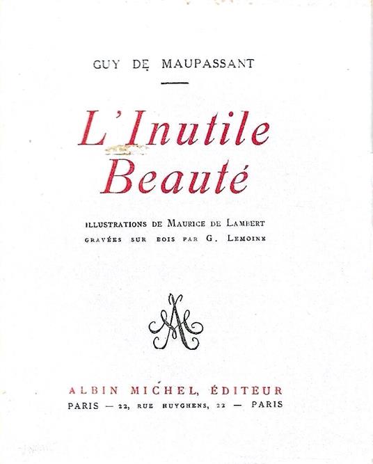 L' Inutile Beauté - Guy de Maupassant - copertina