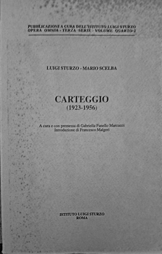 Carteggio ( 1923 - 1956 ) - Luigi Sturzo - copertina