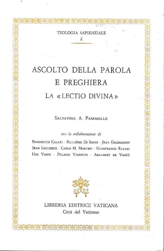 Ascolto della parola e preghiera. La "Lectio Divina" (Teologia Sapienziale, 2) - copertina