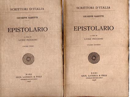 Epistolario (2 vol.) - Giuseppe Baretti - copertina