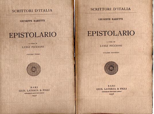 Epistolario (2 vol.) - Giuseppe Baretti - copertina