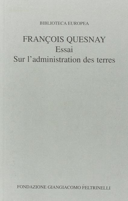 Essai sur l'administration des terres - copertina