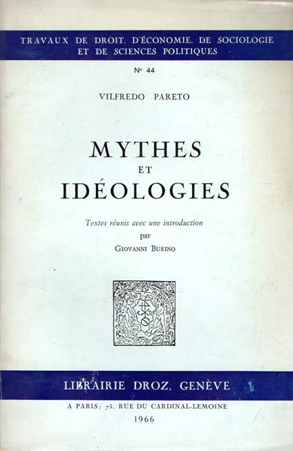 Mythes et Ideologies - Vilfredo Pareto - copertina