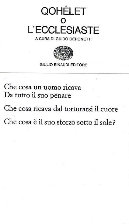 Qohélet o L'Ecclesiaste - Guido Ceronetti - copertina